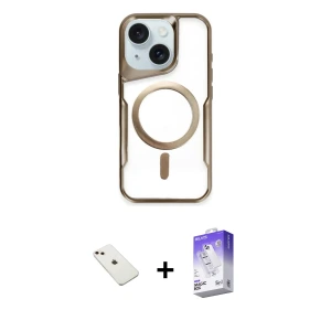 ieg™ iPhone 14 Kılıf Yadigar Klasik Özel Seri - Siyah Bilvis 5in1 3D Magic Cam Ekran Koruyucu + Diamond Kamera Lens - PE
