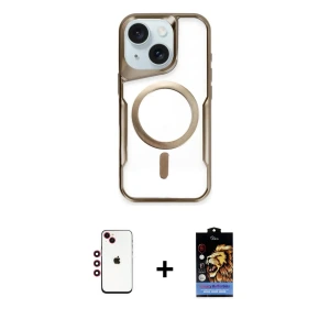 ieg™ iPhone 14 Kılıf Yadigar Klasik Özel Seri - Siyah Buffer Hayalet Cam Ekran Koruyucu + Shine Kamera Lens - KI