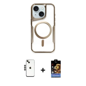 ieg™ iPhone 14 Kılıf Yadigar Klasik Özel Seri - Siyah Buffer Hayalet Cam Ekran Koruyucu + Shine Kamera Lens - SH