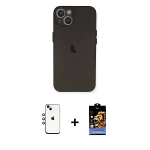 ieg™ iPhone 14 Kılıf Yadigar Yansıma Serisi - Siyah Buffer Hayalet Cam Ekran Koruyucu + Shine Kamera Lens - GI
