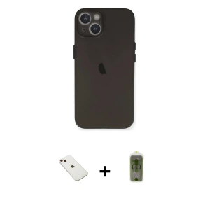 ieg™ iPhone 14 Kılıf Yadigar Yansıma Serisi - Siyah Joko Magic 5D Hayalet Cam + Diamond Kamera Lens - KI
