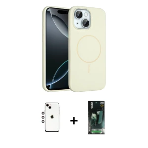 ieg™ iPhone 14 Kılıf Yankı Form Serisi - Şeffaf 360 Full Body Arka Koruyucu + Shine Kamera Lens - GI