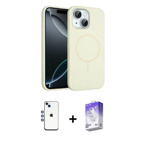 ieg™ iPhone 14 Kılıf Yankı Form Serisi - Siyah Bilvis 5in1 3D Magic Cam Ekran Koruyucu + Shine Kamera Lens - MI