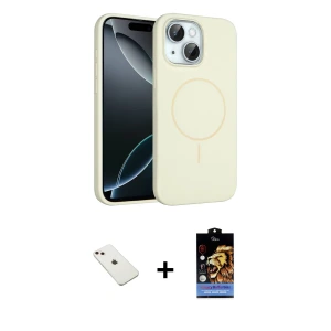 ieg™ iPhone 14 Kılıf Yankı Form Serisi - Siyah Buffer Hayalet Cam Ekran Koruyucu + Diamond Kamera Lens - PE