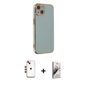 ieg™ iPhone 14 Kılıf Yankı Serisi - Siyah Bilvis 3D Mat Cam Ekran Koruyucu + Shine Kamera Lens - KI