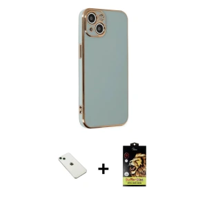 ieg™ iPhone 14 Kılıf Yankı Serisi - Siyah Buffer Cam Ekran Koruyucu + Diamond Kamera Lens - YL