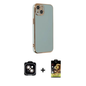 ieg™ iPhone 14 Kılıf Yankı Serisi - Siyah Buffer Cam Ekran Koruyucu + PVD Metal Kamera Lens - TU