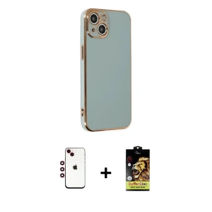 ieg™ iPhone 14 Kılıf Yankı Serisi - Siyah Buffer Cam Ekran Koruyucu + Shine Kamera Lens - KI