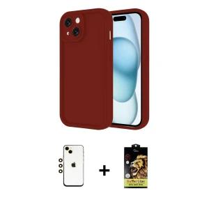 ieg™ iPhone 14 Kılıf Yankı Yansıma Özel Seri - Siyah Buffer Cam Ekran Koruyucu + Shine Kamera Lens - GD
