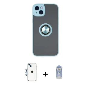 ieg™ iPhone 14 Kılıf Yörünge Çizgi - Siyah Joko Magic 5D Cam + Shine Kamera Lens - MI