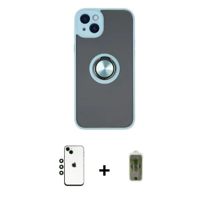 ieg™ iPhone 14 Kılıf Yörünge Çizgi - Siyah Joko Magic 5D Hayalet Cam + Shine Kamera Lens - YL