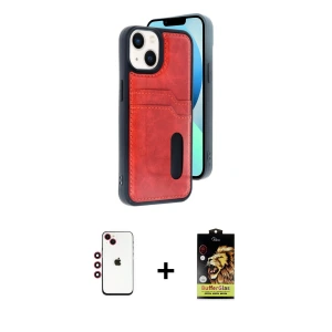 ieg™ iPhone 14 Kılıf Yörünge Işık Serisi - Siyah Buffer Cam Ekran Koruyucu + Shine Kamera Lens - KI