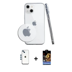 ieg™ iPhone 14 Kılıf Zirve Doku - Siyah Buffer Hayalet Cam Ekran Koruyucu + Shine Kamera Lens - MI