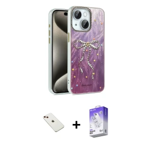 ieg™ iPhone 14 Kılıf Zirve Modern Prime - Siyah Bilvis 5in1 3D Magic Cam Ekran Koruyucu + Diamond Kamera Lens - KI