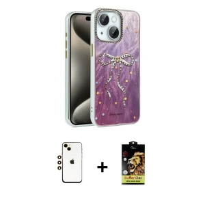 ieg™ iPhone 14 Kılıf Zirve Modern Prime - Siyah Buffer Cam Ekran Koruyucu + Shine Kamera Lens - GD