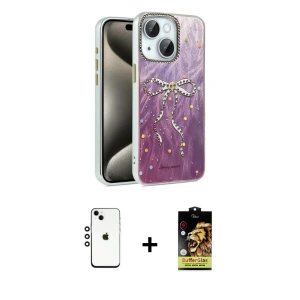 ieg™ iPhone 14 Kılıf Zirve Modern Prime - Siyah Buffer Cam Ekran Koruyucu + Shine Kamera Lens - GS