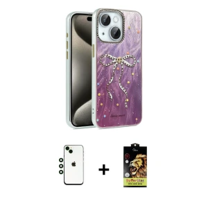 ieg™ iPhone 14 Kılıf Zirve Modern Prime - Siyah Buffer Cam Ekran Koruyucu + Shine Kamera Lens - YL