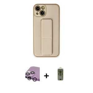 ieg™ iPhone 14 Plus Kılıf Akış Doku - Siyah Joko Magic 5D Hayalet Cam + Raze Metal Kamera Lens - MR