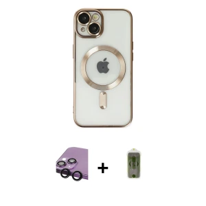 ieg™ iPhone 14 Plus Kılıf Nova Işık Özel Seri - Siyah Joko Magic 5D Hayalet Cam + Raze Metal Kamera Lens - SH