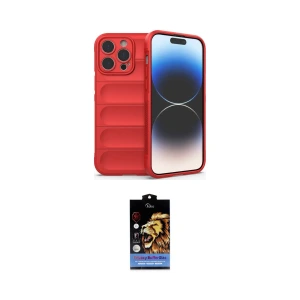 ieg™ iPhone 14 Pro Kılıf Atlas Koleksiyonu - Siyah Buffer Hayalet Cam Ekran Koruyucu