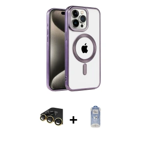 ieg™ iPhone 14 Pro Kılıf Eksen Form Koleksiyonu - Siyah Joko Magic 5D Cam + Raze Metal Kamera Lens - GD