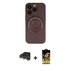 ieg™ iPhone 14 Pro Kılıf Eksen Klasik Prime - Siyah Buffer Cam Ekran Koruyucu + Raze Metal Kamera Lens - GD