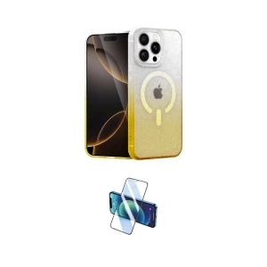 ieg™ iPhone 14 Pro Kılıf Eksen Minimal Özel Seri - Siyah 3D Antistatik Cam Ekran Koruyucu
