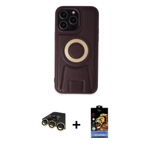 ieg™ iPhone 14 Pro Kılıf Kıvılcım Form Özel Seri - Siyah Buffer Hayalet Cam Ekran Koruyucu + Raze Metal Kamera Lens - GD