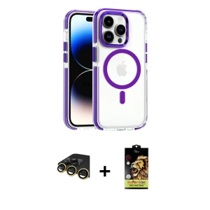 ieg™ iPhone 14 Pro Kılıf Kozmos Doku Koleksiyonu - Siyah Buffer Cam Ekran Koruyucu + Raze Metal Kamera Lens - GD