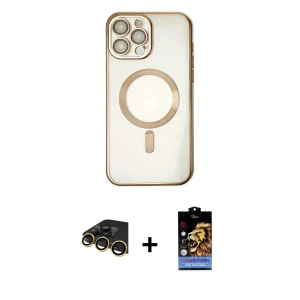 ieg™ iPhone 14 Pro Kılıf Nova Işık Özel Seri - Siyah Buffer Hayalet Cam Ekran Koruyucu + Raze Metal Kamera Lens - GD