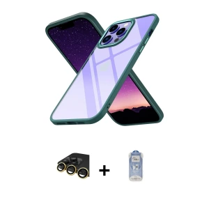 ieg™ iPhone 14 Pro Kılıf Nova Işık Serisi - Siyah Joko Magic 5D Cam + Raze Metal Kamera Lens - GD