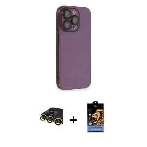 ieg™ iPhone 14 Pro Kılıf Siluet Minimal Özel Seri - Siyah Buffer Hayalet Cam Ekran Koruyucu + Raze Metal Kamera Lens - GD