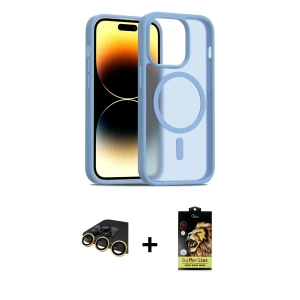 ieg™ iPhone 14 Pro Kılıf Siluet Minimal Prime - Siyah Buffer Cam Ekran Koruyucu + Raze Metal Kamera Lens - GD