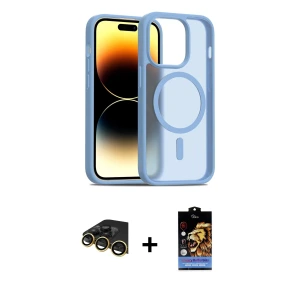 ieg™ iPhone 14 Pro Kılıf Siluet Minimal Prime - Siyah Buffer Hayalet Cam Ekran Koruyucu + Raze Metal Kamera Lens - GD