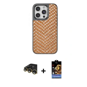 ieg™ iPhone 14 Pro Kılıf Vadi Özel Seri - Siyah Buffer Hayalet Cam Ekran Koruyucu + Raze Metal Kamera Lens - GD