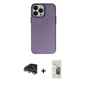 ieg™ iPhone 14 Pro Max Kılıf Ahenk Çizgi Prime - Siyah 6D Mat Seramik Hayalet Nano Ekran Koruyucu + Raze Metal Kamera Lens - GS
