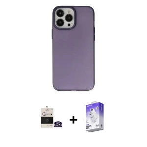 ieg™ iPhone 14 Pro Max Kılıf Ahenk Çizgi Prime - Siyah Bilvis 5in1 3D Magic Cam Ekran Koruyucu + Bilvis Titan Kamera Lens - GS