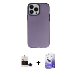ieg™ iPhone 14 Pro Max Kılıf Ahenk Çizgi Prime - Siyah Bilvis 5in1 5D Magic Hayalet Cam Ekran Koruyucu + Bilvis Titan Kamera Lens - SH