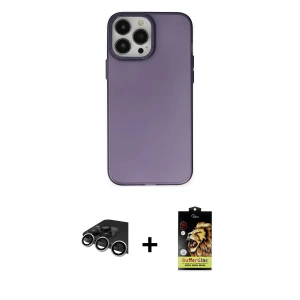 ieg™ iPhone 14 Pro Max Kılıf Ahenk Çizgi Prime - Siyah Buffer Cam Ekran Koruyucu + Raze Metal Kamera Lens - GS