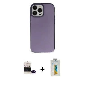 ieg™ iPhone 14 Pro Max Kılıf Ahenk Çizgi Prime - Siyah Polymer Nano Ekran Koruyucu + Bilvis Titan Kamera Lens - DNMR