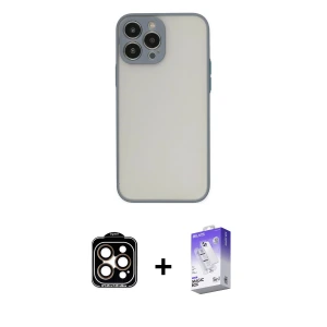ieg™ iPhone 14 Pro Max Kılıf Ahenk Çizgi Serisi - Siyah Bilvis 5in1 3D Magic Cam Ekran Koruyucu + PVD Metal Kamera Lens - TU
