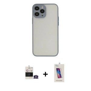 ieg™ iPhone 14 Pro Max Kılıf Ahenk Çizgi Serisi - Siyah Joko 5D Cam + Bilvis Titan Kamera Lens - GS