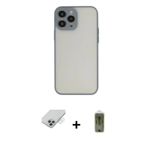 ieg™ iPhone 14 Pro Max Kılıf Ahenk Çizgi Serisi - Siyah Joko Magic 5D Hayalet Cam + Band Metal Kamera Lens - GS