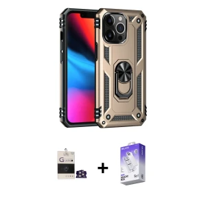 ieg™ iPhone 14 Pro Max Kılıf Ahenk Klasik Koleksiyonu - Siyah Bilvis 5in1 3D Magic Cam Ekran Koruyucu + Bilvis Titan Kamera Lens - GS