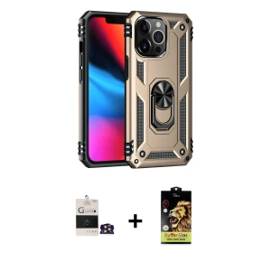 ieg™ iPhone 14 Pro Max Kılıf Ahenk Klasik Koleksiyonu - Siyah Buffer Cam Ekran Koruyucu + Bilvis Titan Kamera Lens - GD