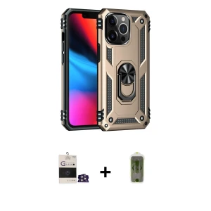 ieg™ iPhone 14 Pro Max Kılıf Ahenk Klasik Koleksiyonu - Siyah Joko Magic 5D Hayalet Cam + Bilvis Titan Kamera Lens - GS