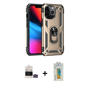 ieg™ iPhone 14 Pro Max Kılıf Ahenk Klasik Koleksiyonu - Siyah Polymer Nano Ekran Koruyucu + Bilvis Titan Kamera Lens - GD