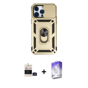 ieg™ iPhone 14 Pro Max Kılıf Ahenk Klasik - Siyah Bilvis 5in1 3D Magic Cam Ekran Koruyucu + Bilvis Titan Kamera Lens - SH