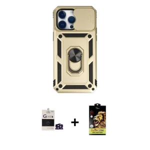 ieg™ iPhone 14 Pro Max Kılıf Ahenk Klasik - Siyah Buffer Cam Ekran Koruyucu + Bilvis Titan Kamera Lens - DNMR
