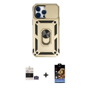 ieg™ iPhone 14 Pro Max Kılıf Ahenk Klasik - Siyah Buffer Hayalet Cam Ekran Koruyucu + Bilvis Titan Kamera Lens - GS